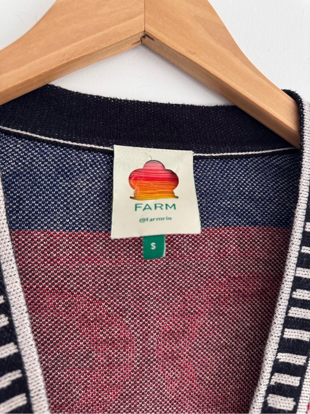 FARM Rio Red, Black & Blue Patterned Open-Front Cardigan - Picture 3 of 9